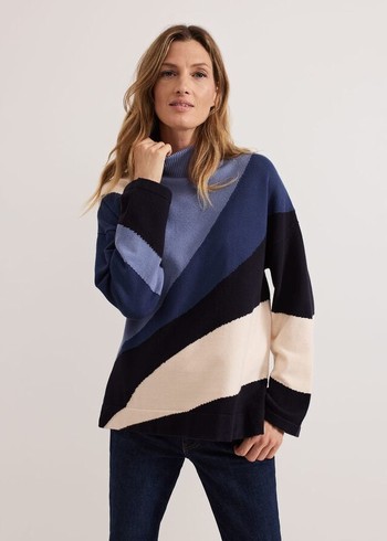 Phase Eight Sabrina Swirl Jacqaurd Knitwear Navy Australia | GF6258910